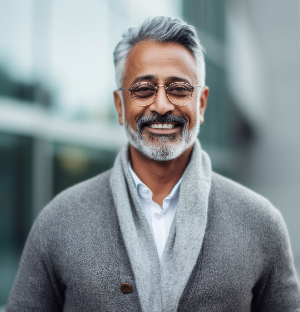 indian man after implant smiling